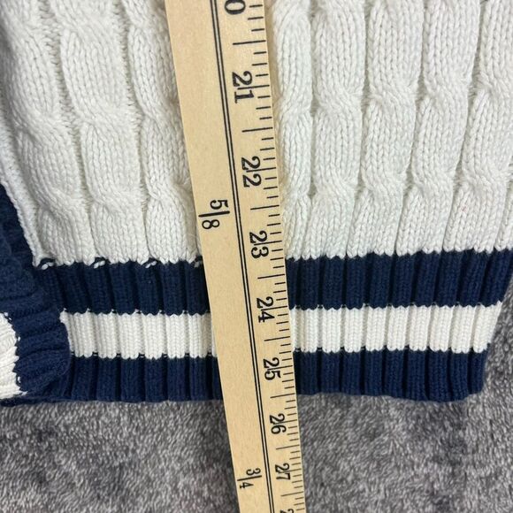 Vtg Izod Club Cable Knit Cricket Tennis Cardigan Sweater Women's M Navy Blue - Picture 7 of 12